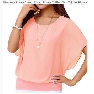 NWT online order package chiffon blouse apricot dolman sheer sleeve Lined bodice
